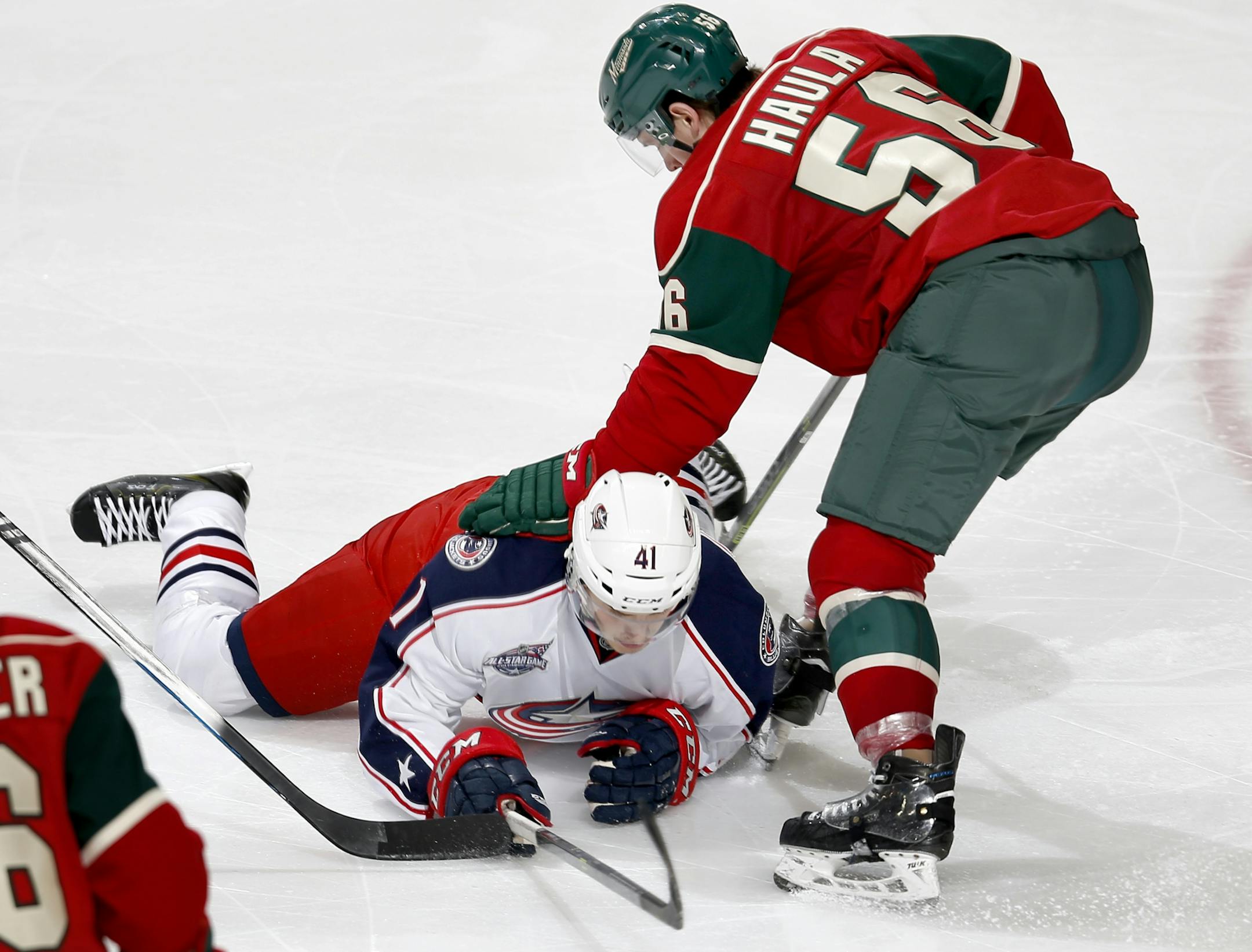 Erik Haula (56) was called fro tripping Alexander Wennberg (41) in the third period.