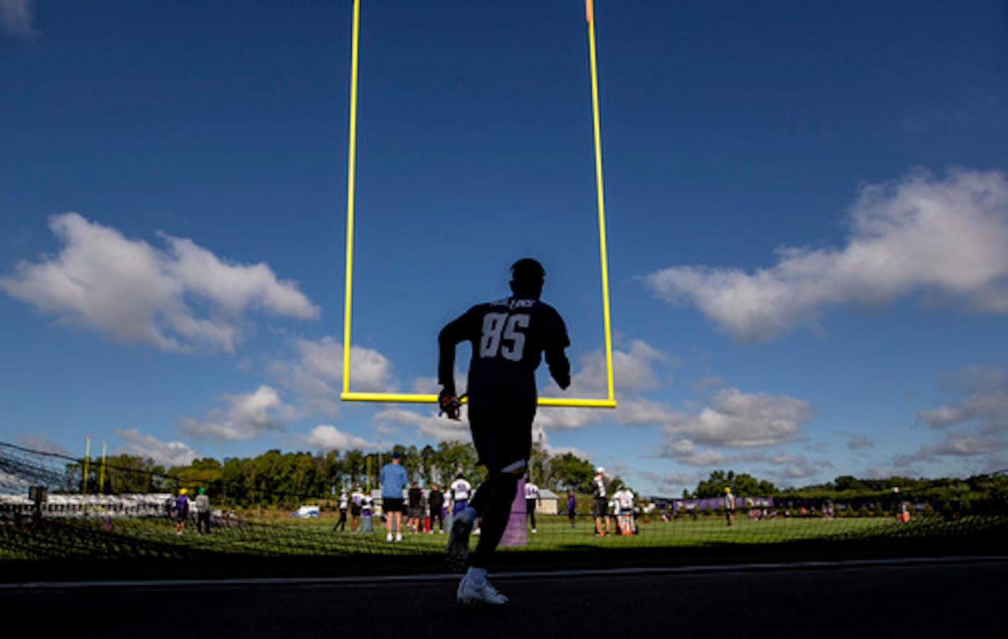 Minnesota Vikings wide receiver Alexander Hollins ran out for the morning walk through practice.