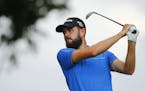 Troy Merritt tees off on the third hole during the third round of the PGA Tour's Barbasol Championship golf tournament at Keene Trace Golf Club in Nic