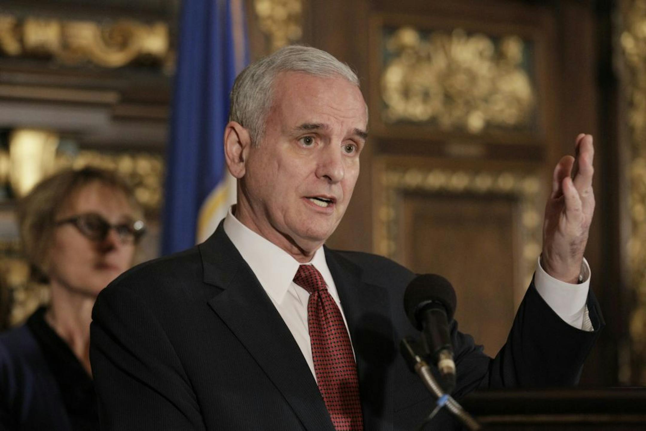 Governor Dayton introduces Kari Howe, the New Director of Minnesota Business First Stop.