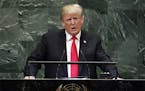 President Donald Trump addresses the 73rd session of the United Nations General Assembly, at U.N. headquarters, Tuesday, Sept. 25, 2018. (AP Photo/Ric