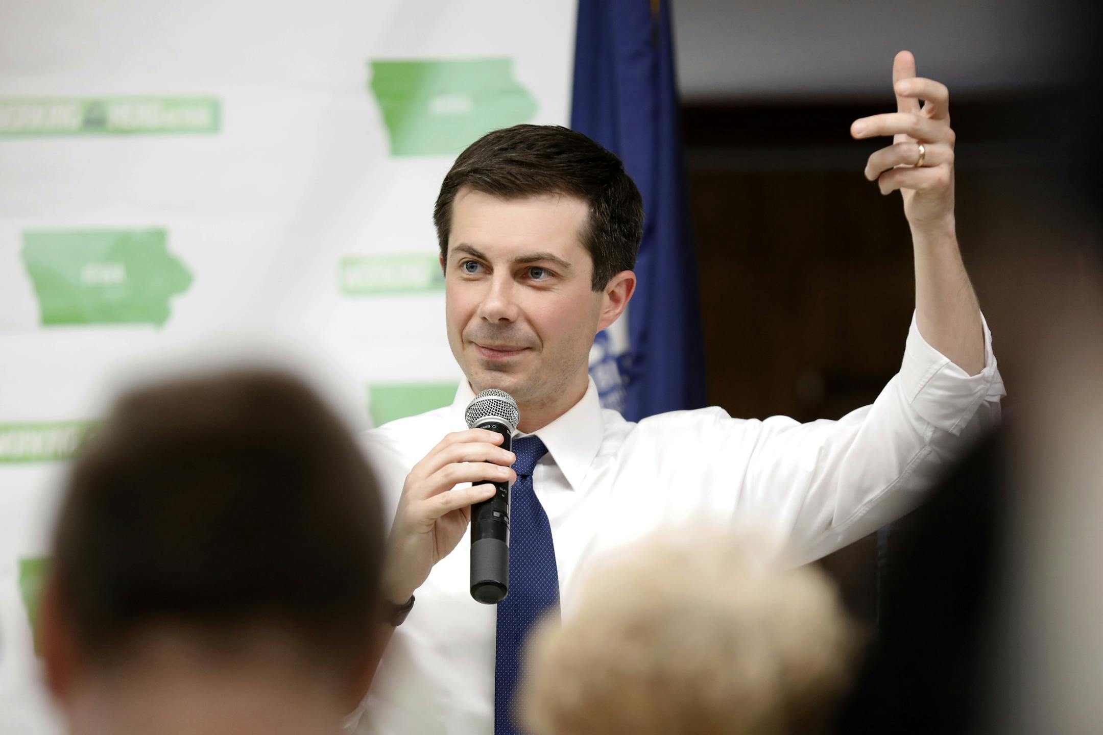 2020 Democratic presidential candidate South Bend Mayor Pete Buttigieg speaks during a town hall meeting, Tuesday, April 16, 2019, in Fort Dodge, Iowa. (AP Photo/Charlie Neibergall)