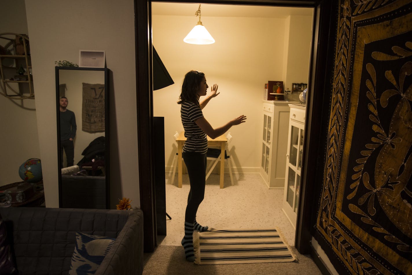 Devon Grimsrud, 22, gave a tour of the apartment she moved into this fall on Wednesday, January 13, 2015, in Minneapolis, Minn.] RENEE JONES SCHNEIDER &#x2022; reneejones@startribune.com