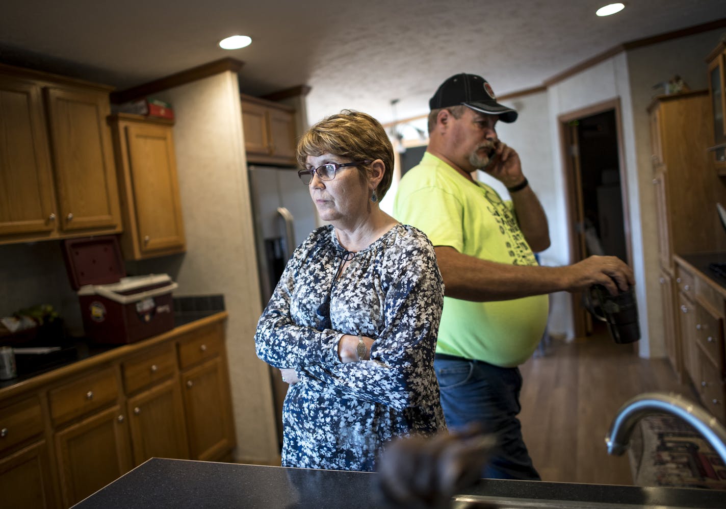 Brenda and Larry Daml were photographed in their kitched after Larry arrived home from work Wednesday afternoon. ] (AARON LAVINSKY/STAR TRIBUNE) aaron.lavinsky@startribune.com Photos to accompany story on foster care regulation. We photograph foster parents Larry Daml and his wife Brenda. They take in older foster children, typically boys with sexually acting out behaviors. Wednesday, June 8, 2016 in Oak Grove, Minn.