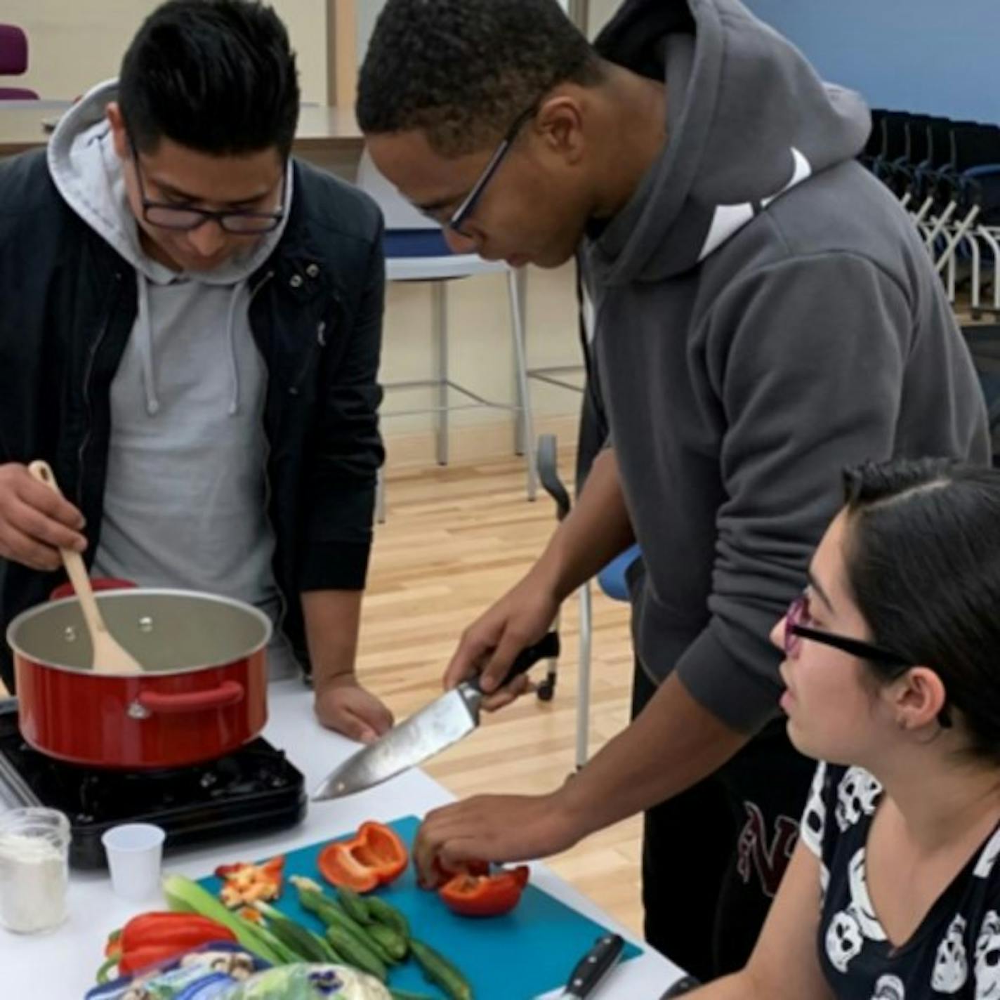 A screenshot from a Project Success Institute cooking class, which streams on Instagram Live on Wednesdays.