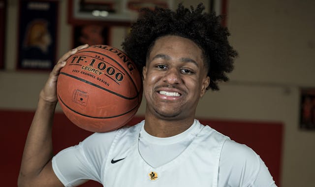 Nasir Whitlock of DeLaSalle is Player of the Year as part of the All-Metro boys basketball team in St. Louis Park, Minn., on {wdat). This is for the b