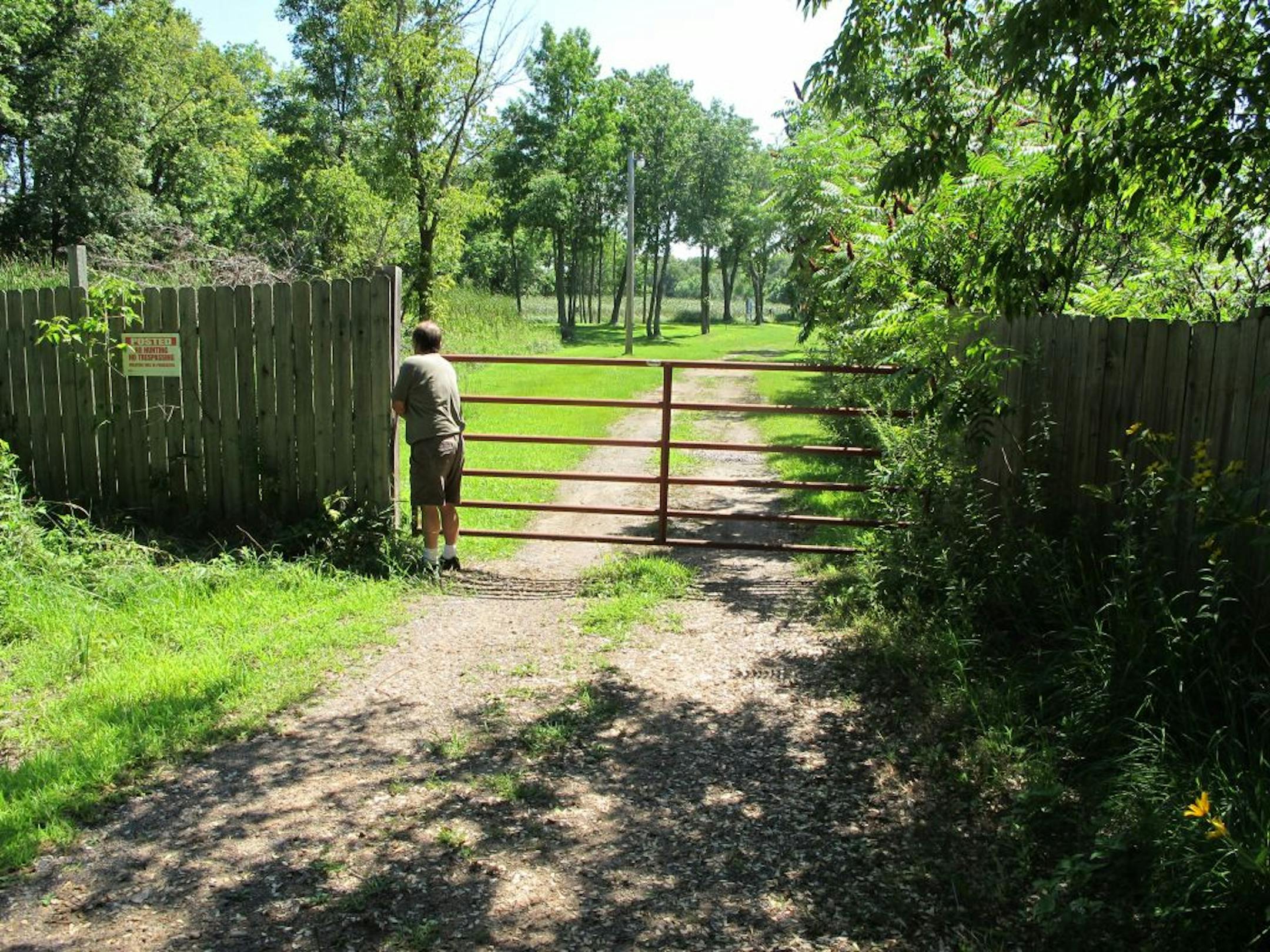 Photo by Kevin Giles.A Washington County judge has allowed Brent Reibel to close the gate on the disputed easement but not lock it until further notice. When the county removed the gate recently, Reibel reported it stolen.
