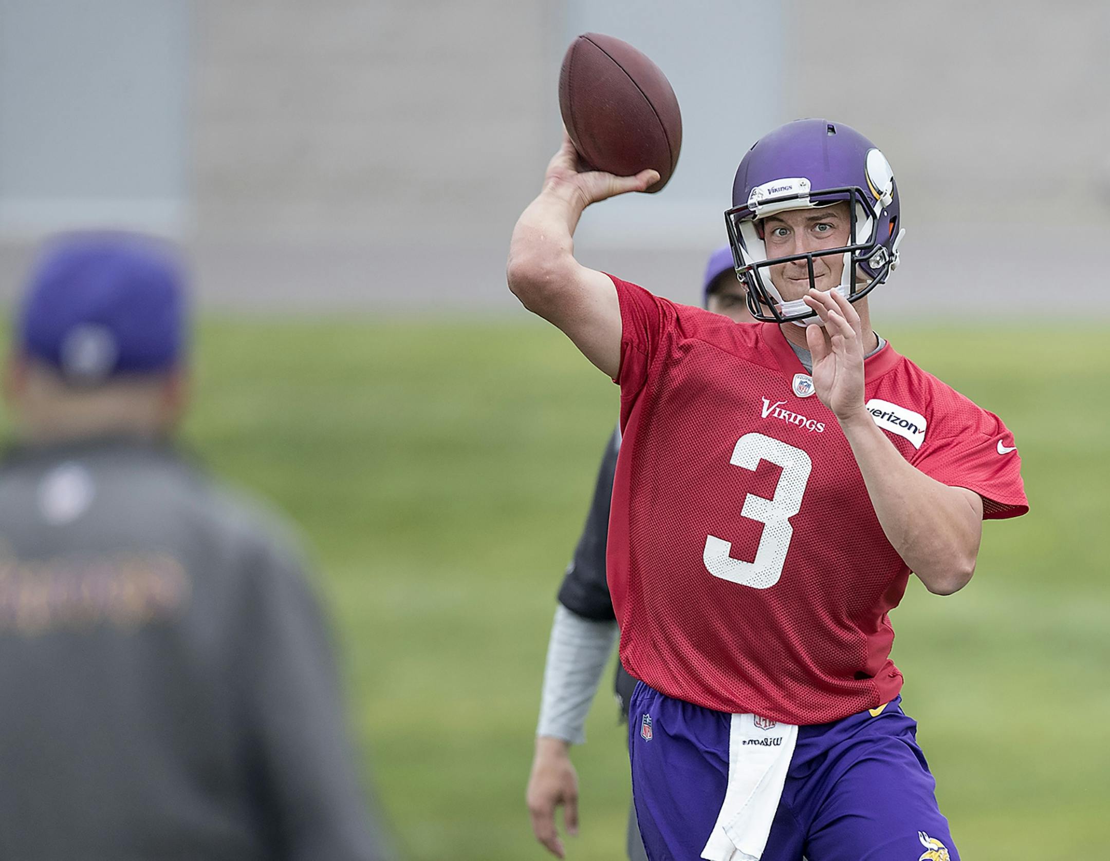 Vikings quarterback Trevor Siemian took to the field for the first day of mandatory Vikings three-day minicamp at the TCO Vikings Performance Center, Tuesday, June 12, 2018 in Eagan, MN.