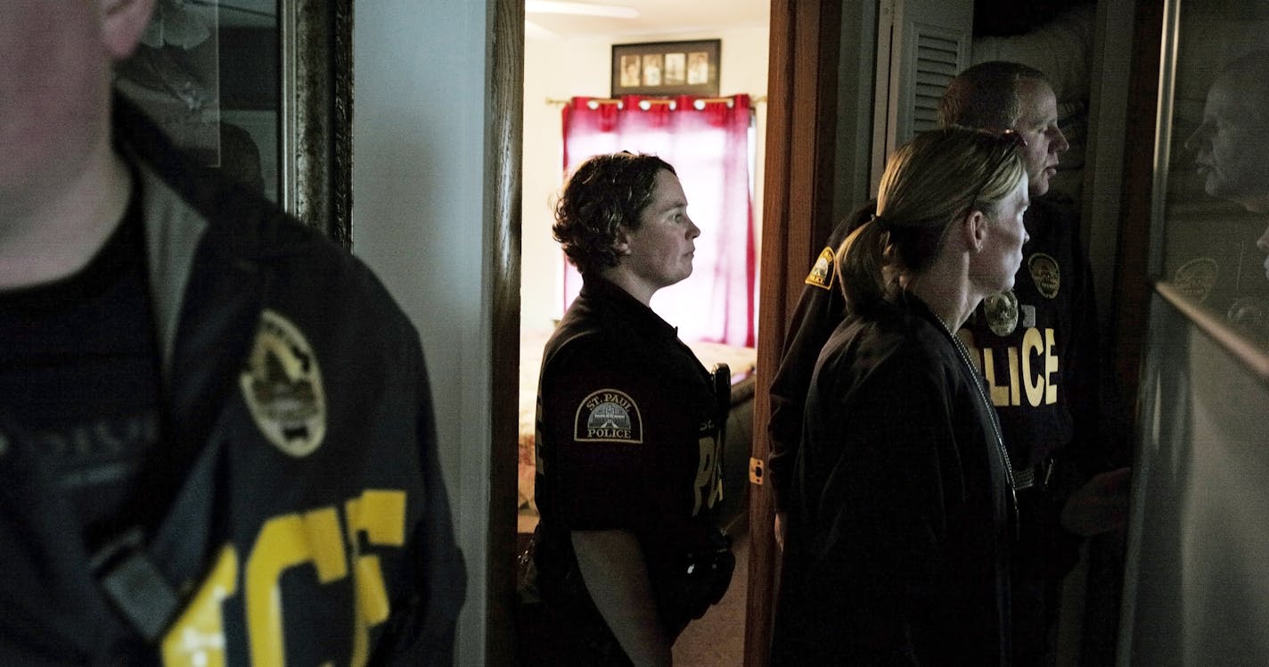 In St. Paul, the police department along with nine other agencies served 150 warrants. The task force entered this apartment looking for a suspect accused of domestic abuse strangulation. ]richard tsong-taatarii/rtsongtaataarii@startribune.com