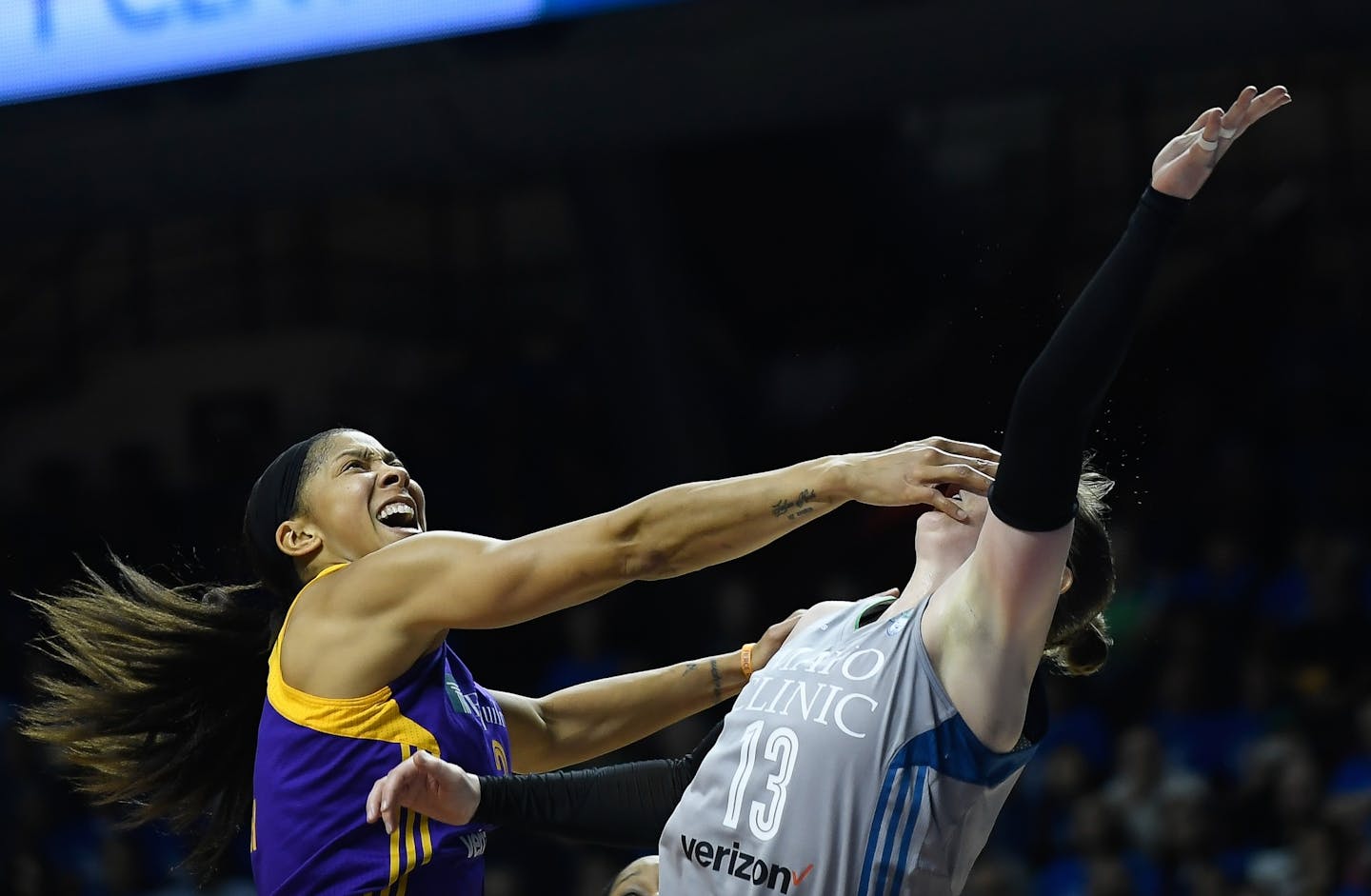 Sparks forward Candace Parker fouled Lynx guard Lindsay Whalen in Game 2.