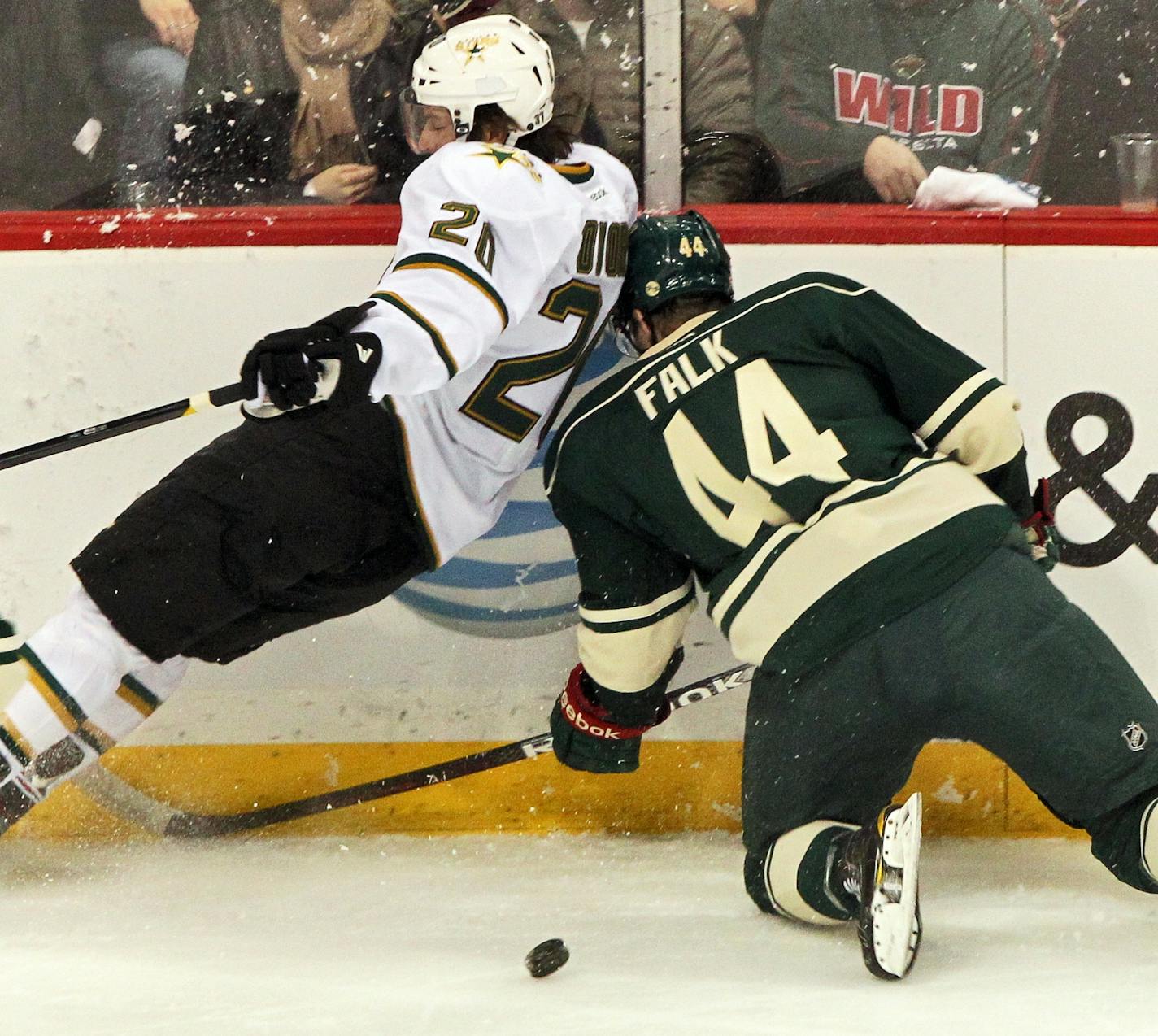 Justin Falk (44) against Dallas earlier this season.