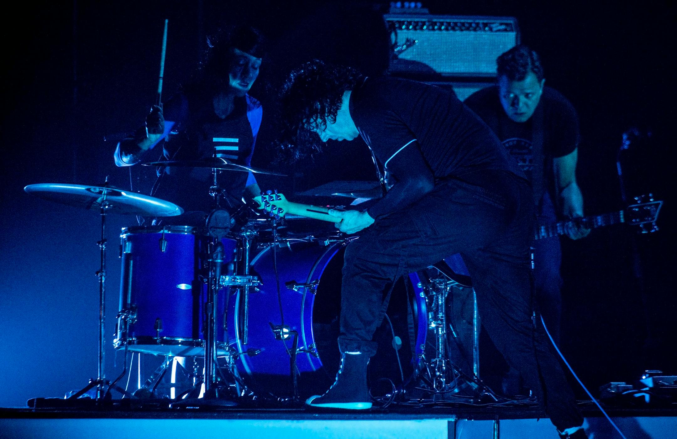 Jack White opened the concert with a musical intro on his guitar. ] ALEX KORMANN • alex.kormann@startribune.com Jack White, formerly a member of the rock duo, White Stripes, performed for a sold out crowd at the Armory on Monday night. As per his policy to enhance fan experience, all in attendance had to lock their phones away in cases until the end of the concert. The crowd, however, did not miss them for even a moment as he rocked the venue.