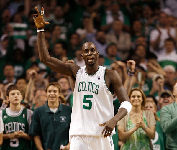 The Celtics' Kevin Garnett during the second quarter of Game 7 of an NBA Eastern Conference semifinal series against Cleveland in 2008.