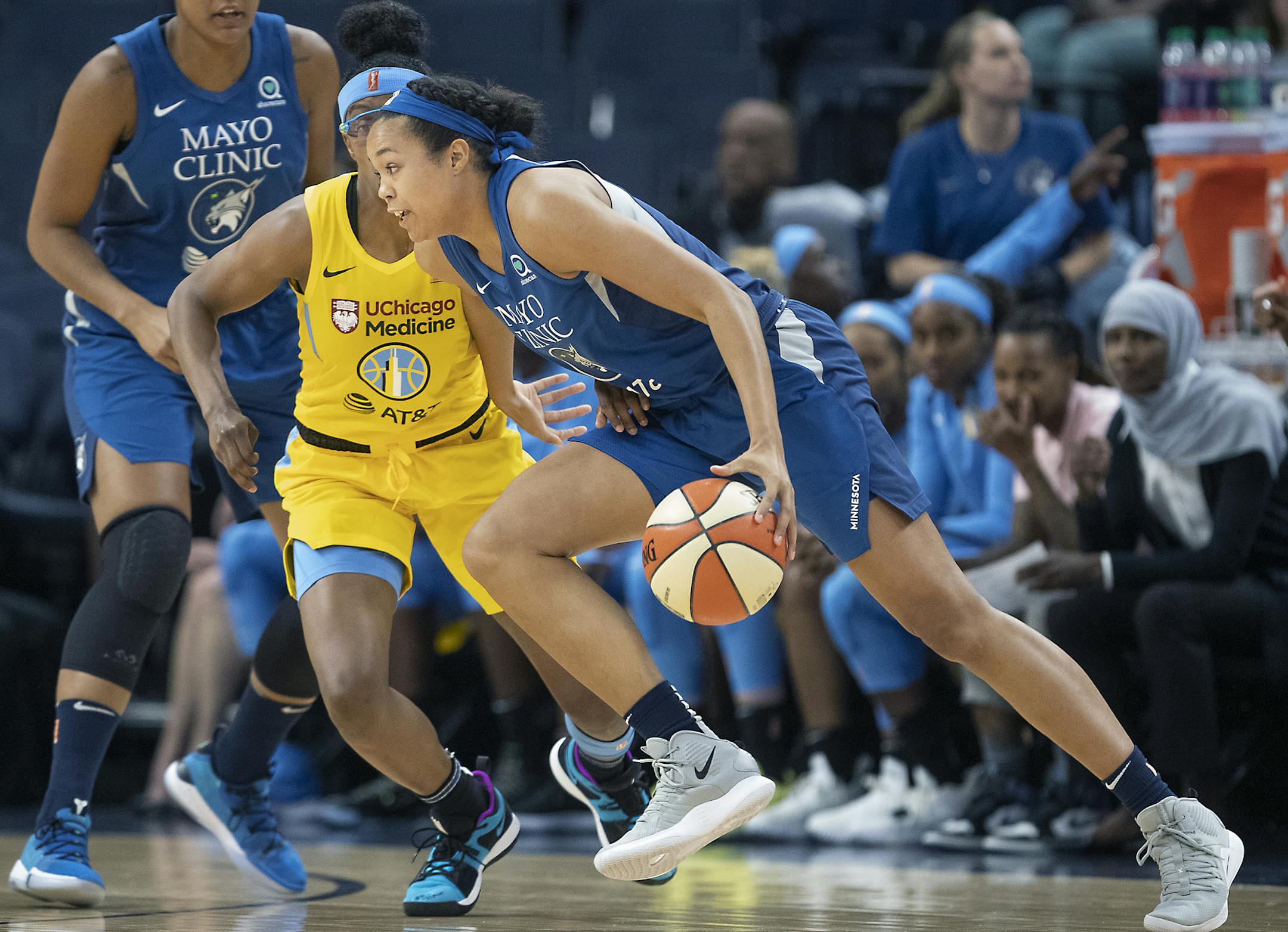 Minnesota Lynx Napheesa Collier drove to the net during the first quarter as the Lynx took on Chicago for their season opener at the Target Center, Saturday, May 25, 2019 in Minneapolis, MN. ] ELIZABETH FLORES • liz.flores@startribune.com