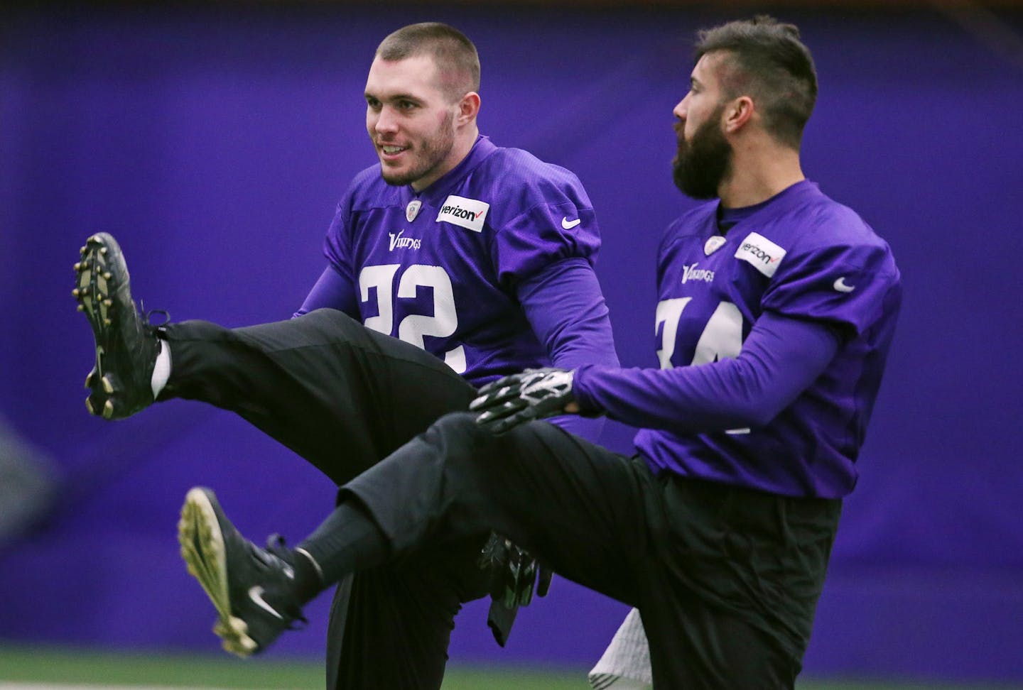 Vikings safeties Harrison Smith left and Andrew Sendejo