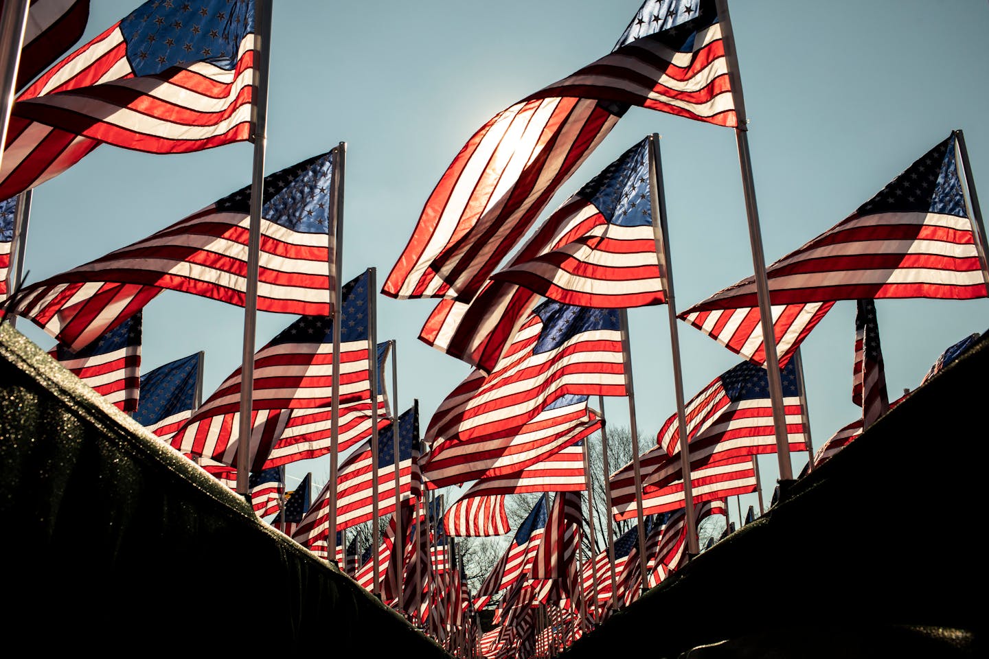 Flags representing people unable to attend the presidential inauguration of Joe Biden on the National Mall in Washington on Inauguration Day, Wednesday , Jan. 20, 2021. (Jason Andrew/The New York Times)