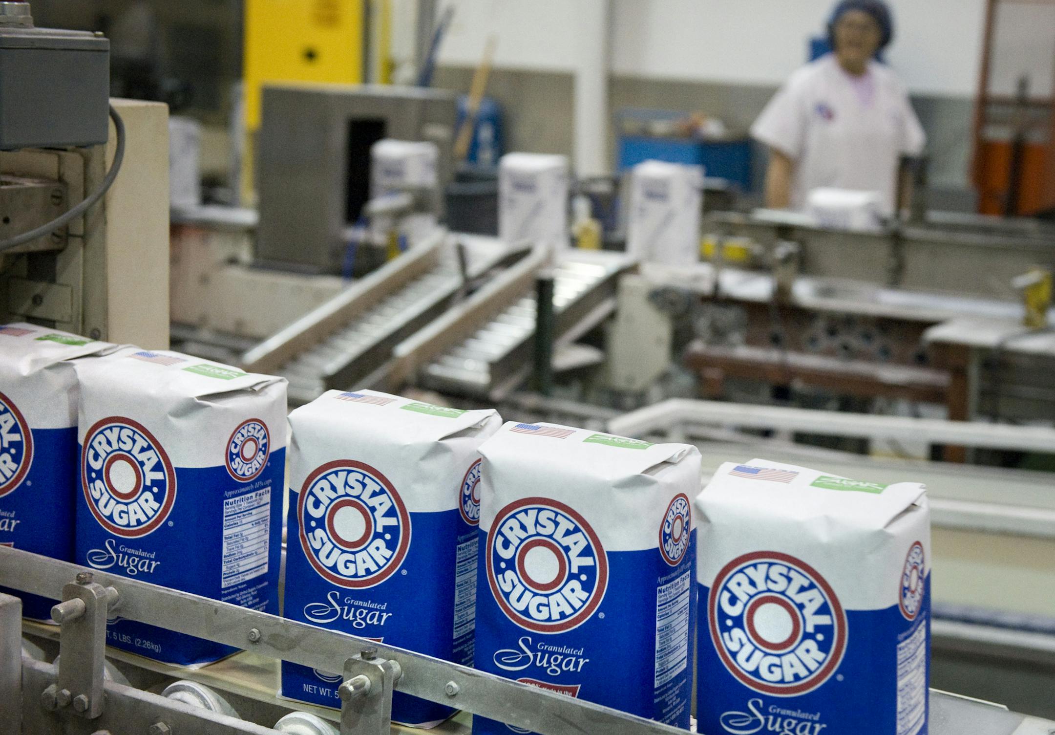 Five-pound bags of table sugar from beets are filled at American Crystal Sugar Company in Moorhead.