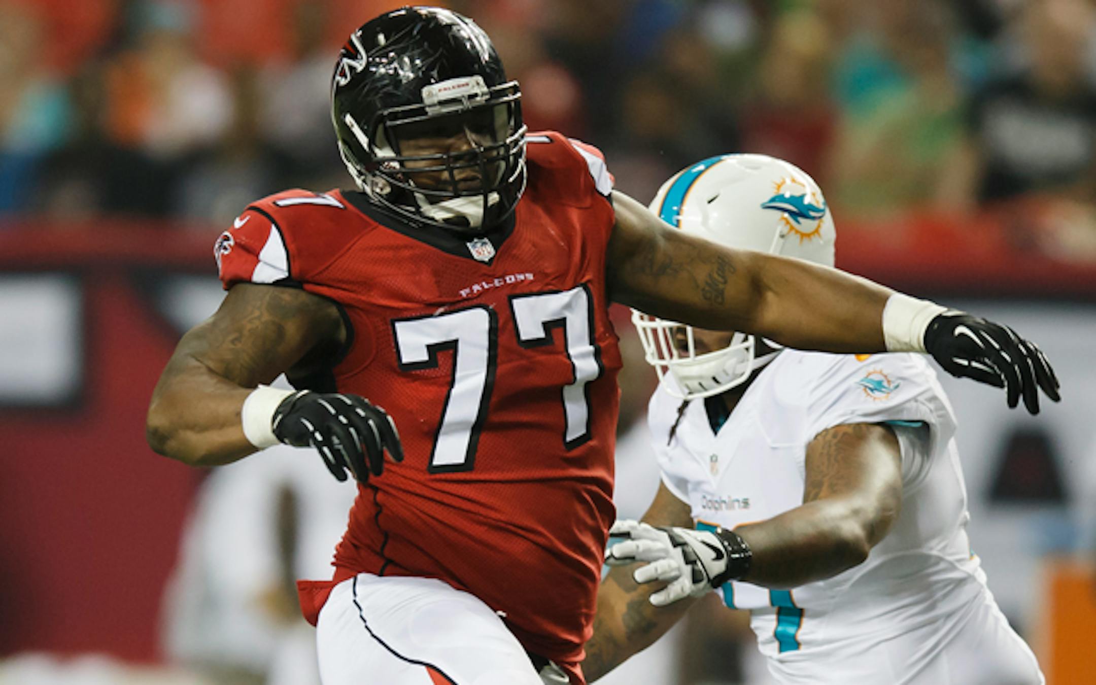 Atlanta Falcons defensive tackle Ra'Shede Hageman (77)