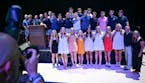 Members of the boys team of the year, Mahtomedi Hockey, and girls team of the year, Rosemount Softball, stand for a photo at last year's All-Metro Spo