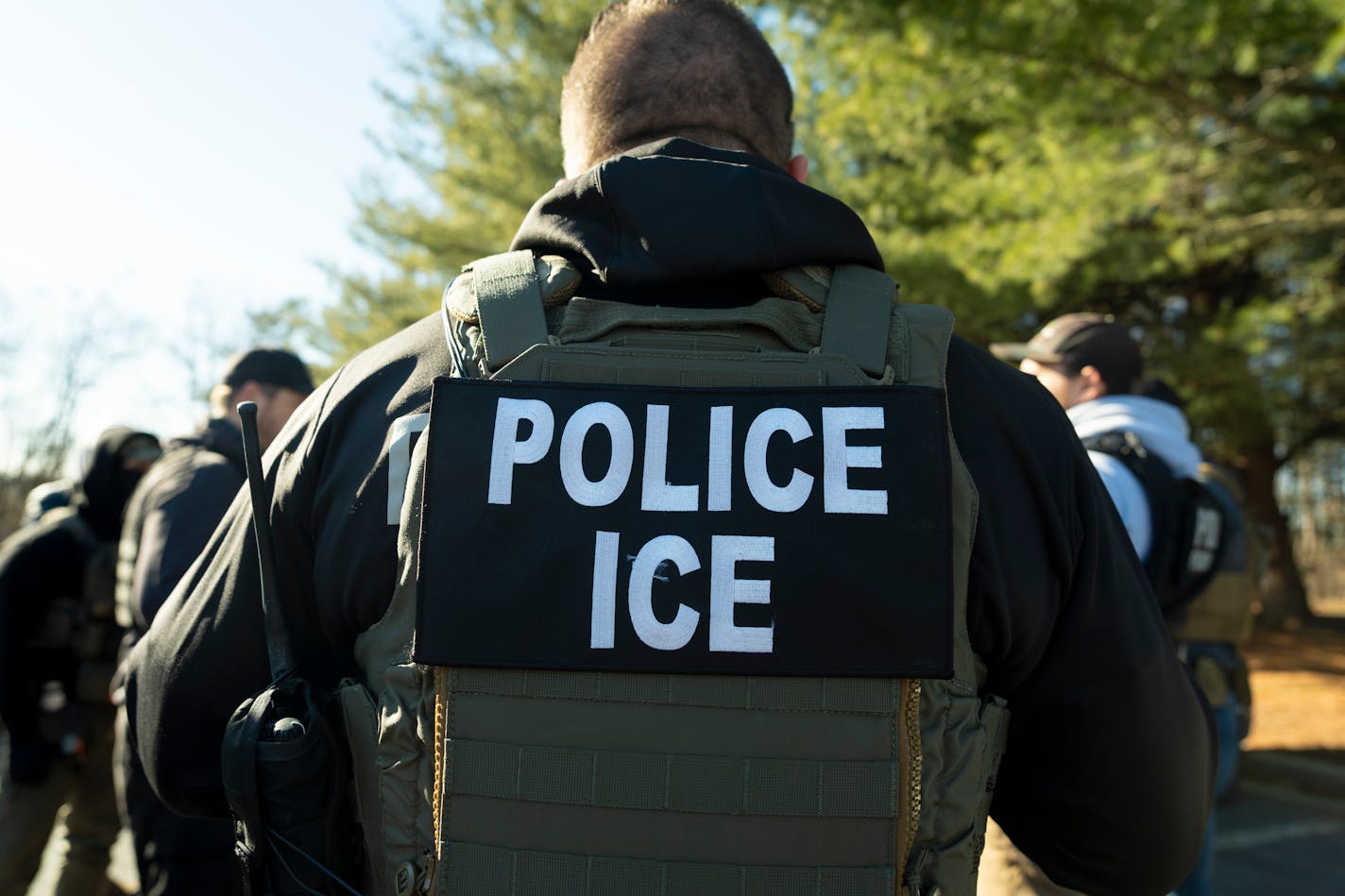 U.S. Immigration and Customs Enforcement Baltimore Field Officer director Matt Elliston listens during a briefing, Jan. 27, 2025, in Silver Spring, Md.