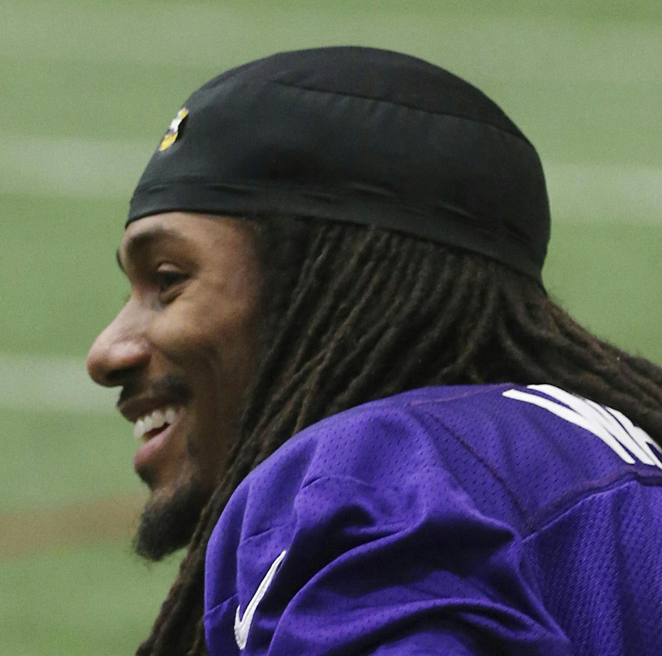 Minnesota Vikings cornerback Trae Waynes stretches during practice Friday, Jan. 19, 2018, in Eden Prairie, Minn., in preparation for the upcoming NFC Championship football game against the Eagles in Philadelphia. (AP Photo/Jim Mone) ORG XMIT: MIN2018020118165231