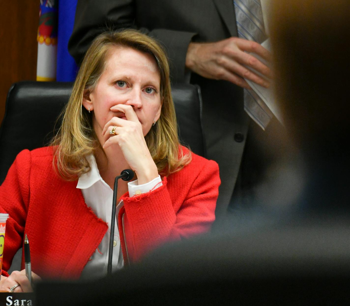 Chair of the State Government Finance Committee Rep. Sarah Anderson grilled State Auditor Rebecca Otto about expenditures in her office and expenses from her lawsuit involving three Minnesota counties. ] GLEN STUBBE &#xef; glen.stubbe@startribune.com Wednesday February 15, 2017 State Auditor Rebecca Otto, who is fighting to preserve her office from attacks by the Legislature, appeared before a House committee today as they considered bills that would negatively impact her office.