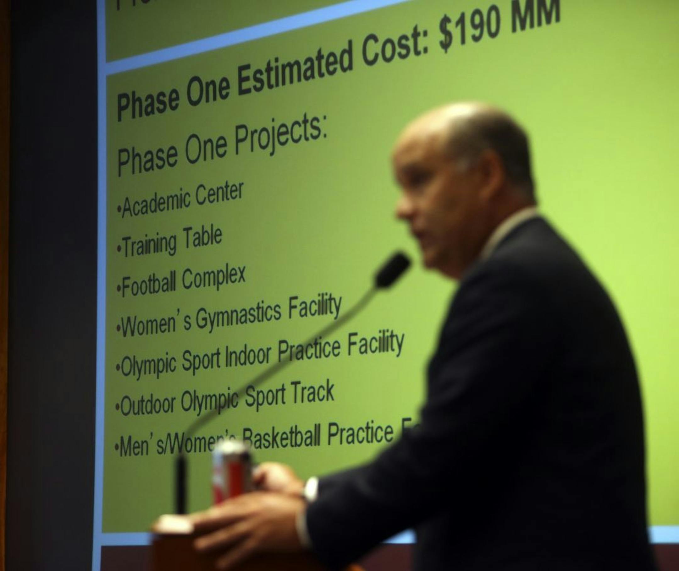 University of Minnesota athletic director Norwood Teague presented the much-awaited, proposed $190 million facilities plan to media members at the McNamara Alumni Center on the University of Minnesota campus Wednesday, July 10, 2013, in Minneapolis, MN.