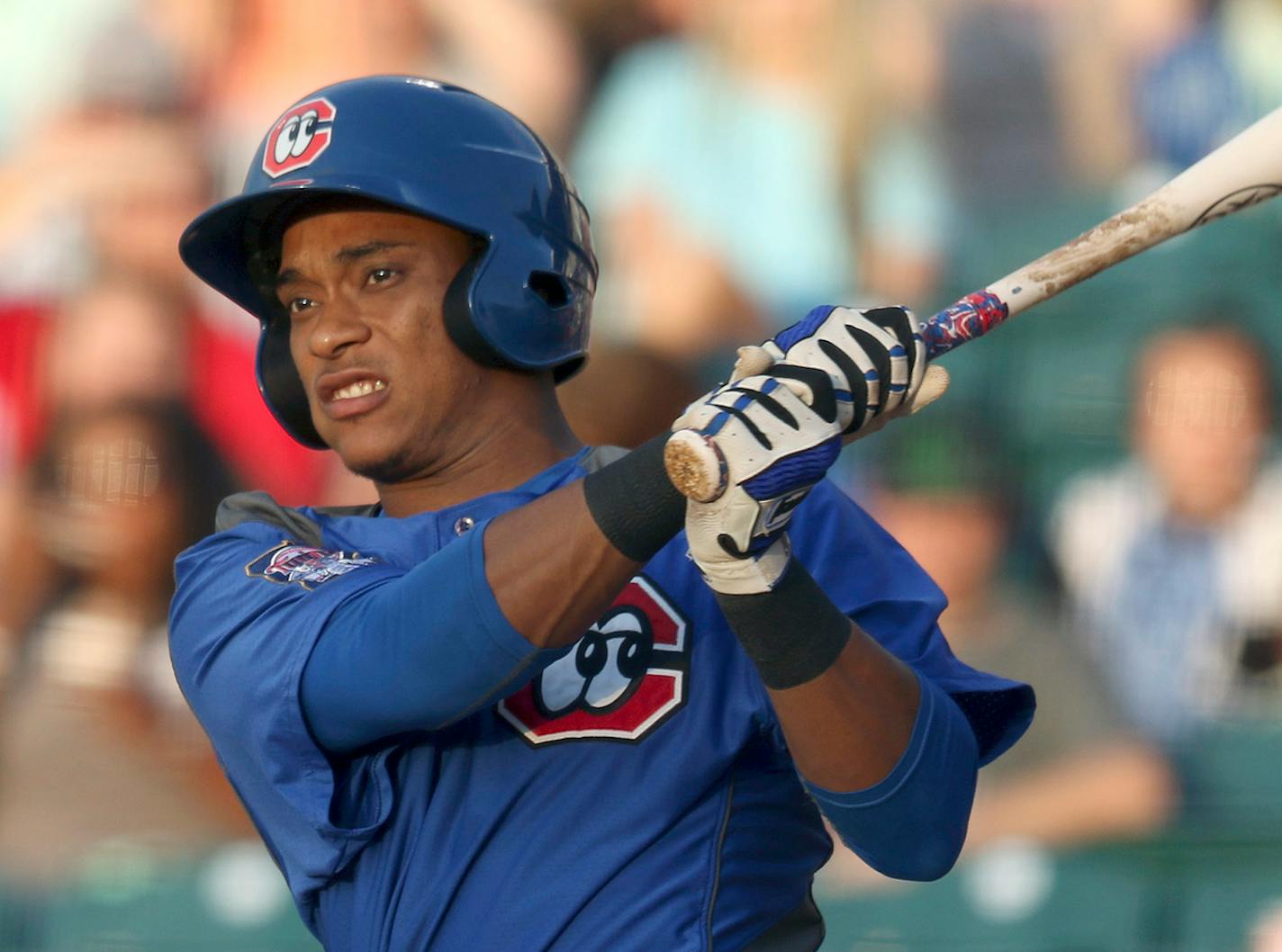 Chattanooga Lookouts shortstop Jorge Polanco #11 bats against the Biloxi Shuckers at AT&T Field in Chattanooga, Tenn., on Friday, May 29, 2015.