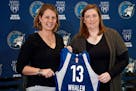 Lindsay Whalen and Lynx head coach Cheryl Reeve at Thursday's press conference.