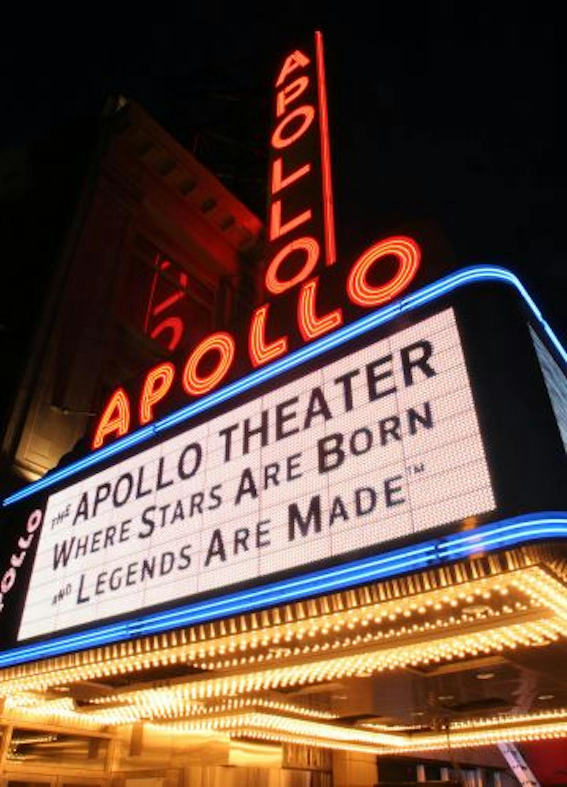 The renovated facade of the Apollo Theater in Harlem made its debut on Thursday, Dec. 15, 2005.