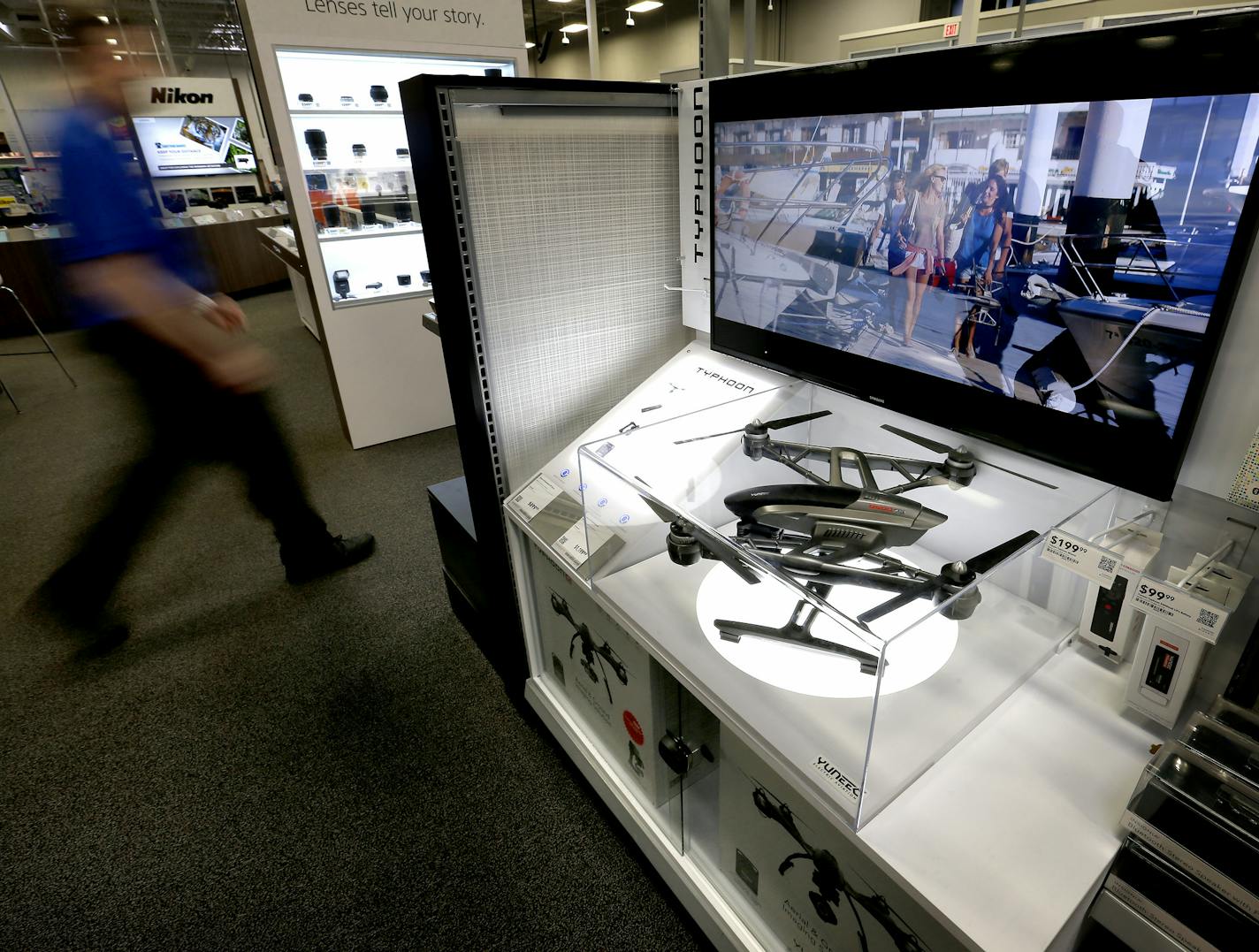 A drone on display at Best Buy in Roseville. Ahead of likely regulation, the retailer is educating customers about responsible use.