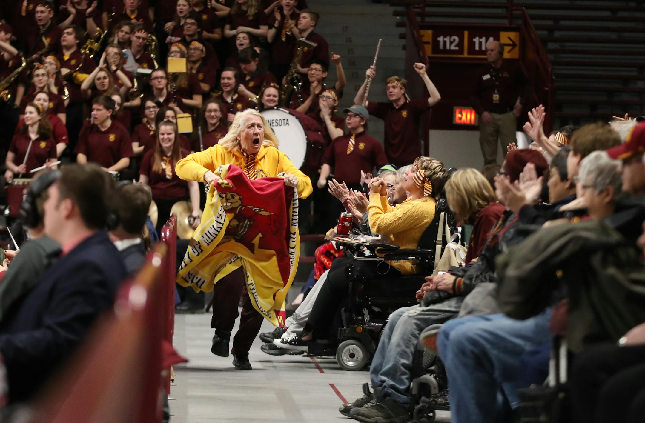 Gophers fan Elvira "Peps" Neuman of Clearwater cheered at Williams Arena last February. Lindsay Whalen's coaching debut Nov. 9 at the Barn is nearly sold out.