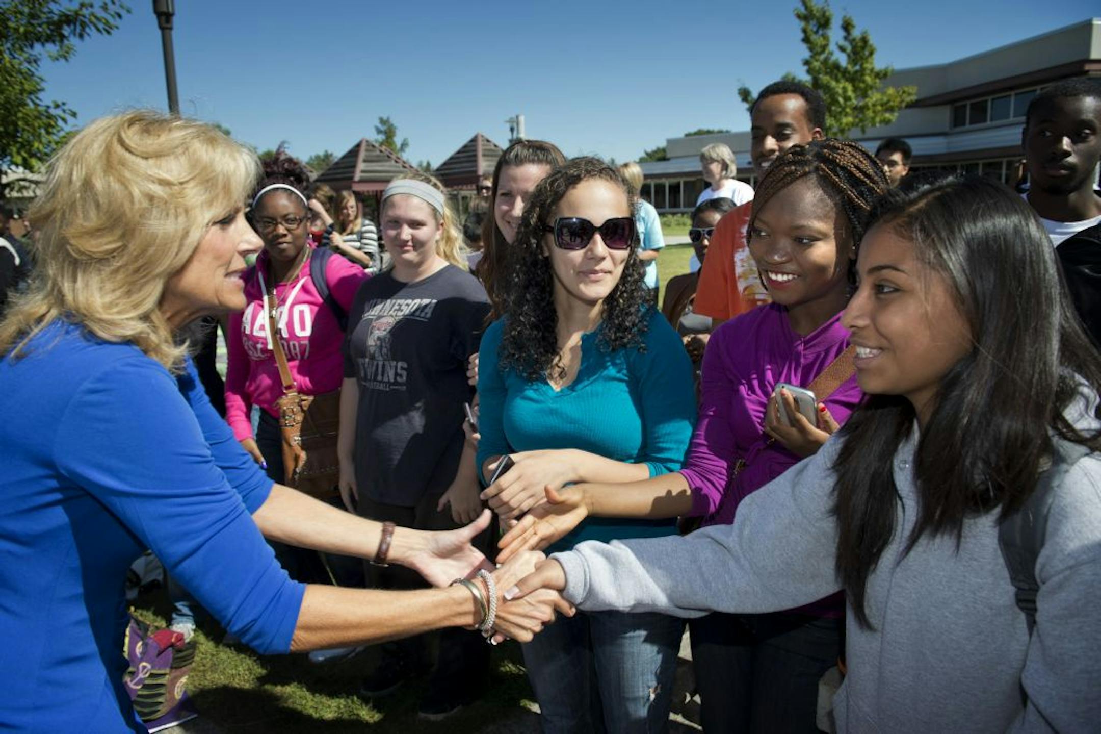 Dr. Jill Biden visited North Hennepin Community College, Friday, September 14, 2012 to encourage people to vote and to stress the importance of education.