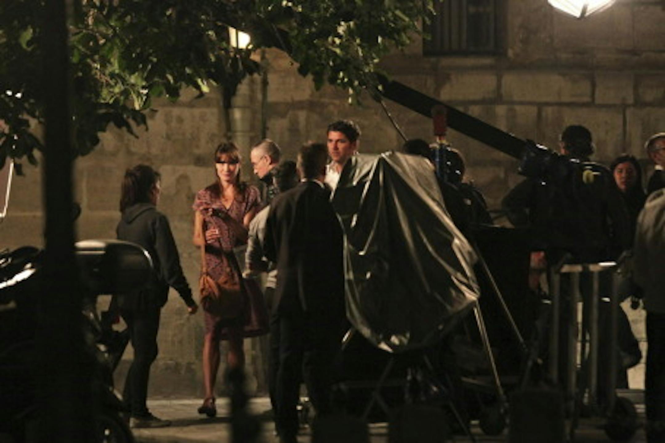 Carla Bruni-Sarcozy filming in Paris. Photo: AP