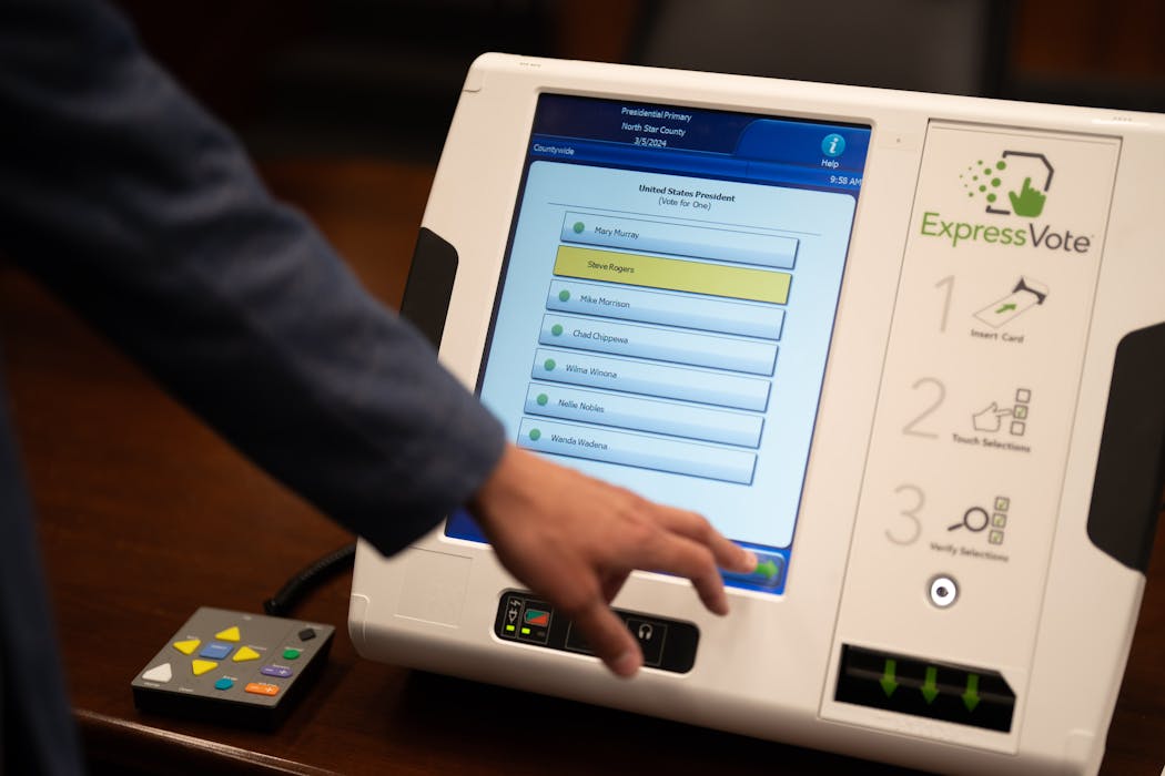 The Express vote voting machines generate smaller ballots which were approved for use during last legislative session. They are more accessible for people with disabilities but are designed for use by all voters.