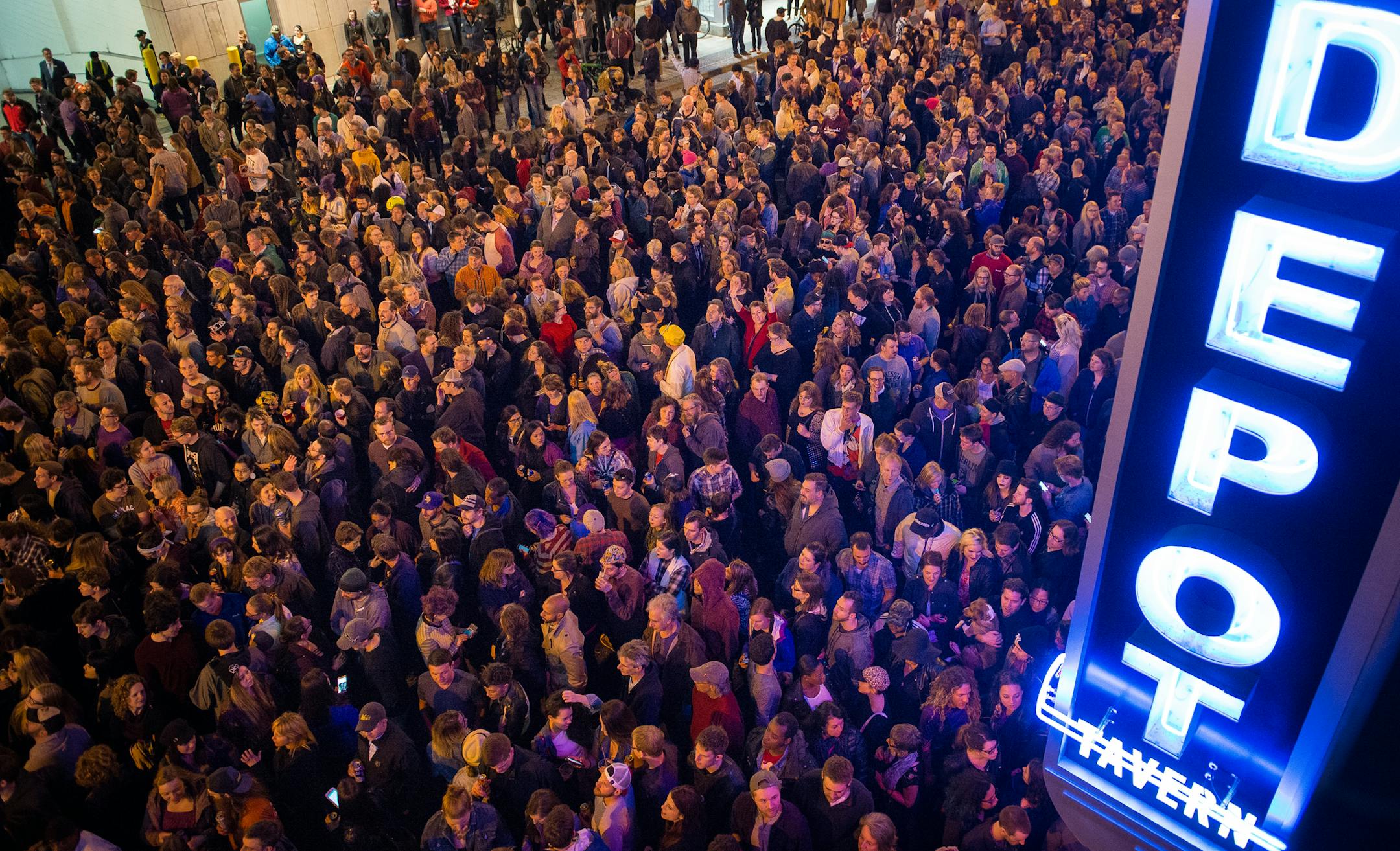 Thousands of Prince fans celebrated his life at a block part hosted outside of First Avenue Nightclub Thursday night. ] (AARON LAVINSKY/STAR TRIBUNE) aaron.lavinsky@startribune.com Prince fans visited a makeshift memorial honoring Prince that was set up outside of First Avenue nightclub on Thursday, April 21, 2016.