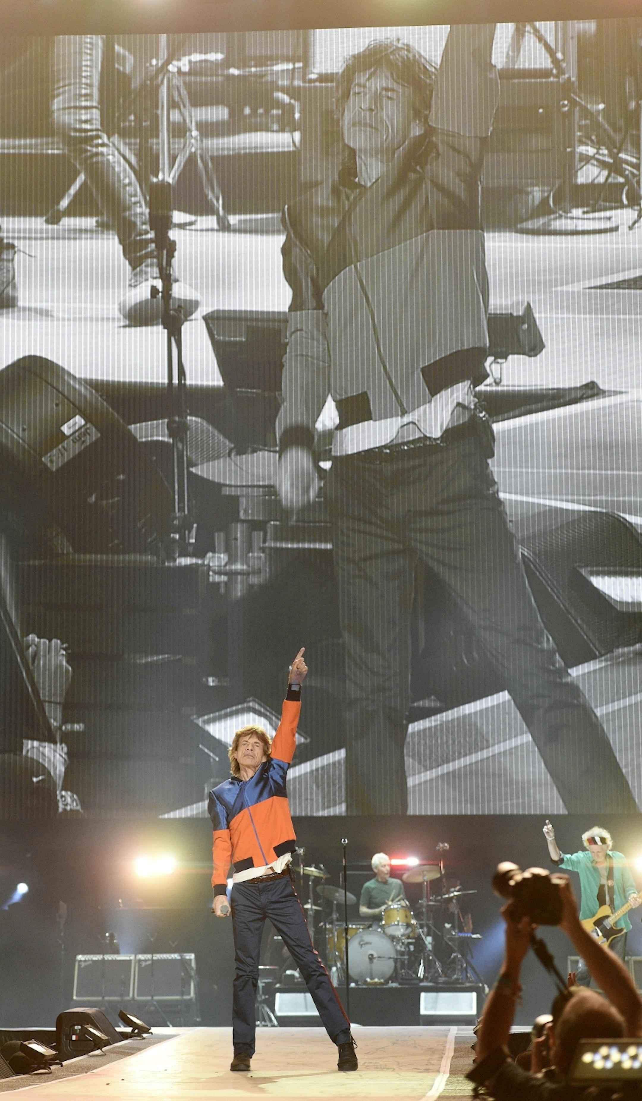 Mick Jagger of The Rolling Stones performs on day 1 of the 2016 Desert Trip music festival at Empire Polo Field on Friday, Oct. 7, 2016, in Indio, Calif.