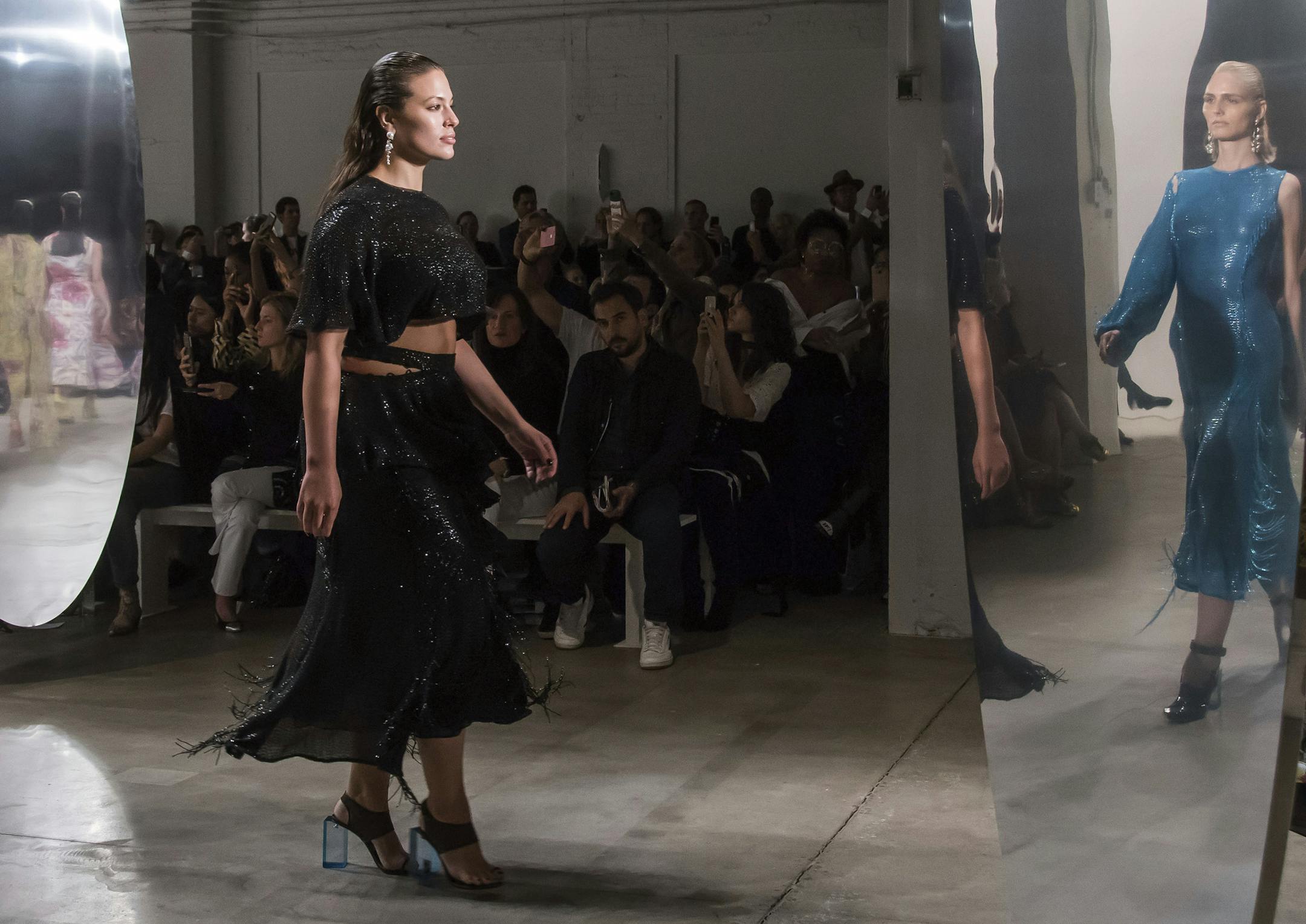 Ashley Graham walks the runway in the Prabal Gurung fashion show as part of NYFW Spring/Summer 2018 on Sunday, Sept. 10, 2017 in New York. (Photo by Charles Sykes/Invision/AP) ORG XMIT: INVW
