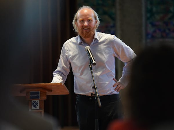 Bjorn Ihler, who survived terrorist Anders Breivik's shooting rampage in 2011, spoke at Macalester College this week.