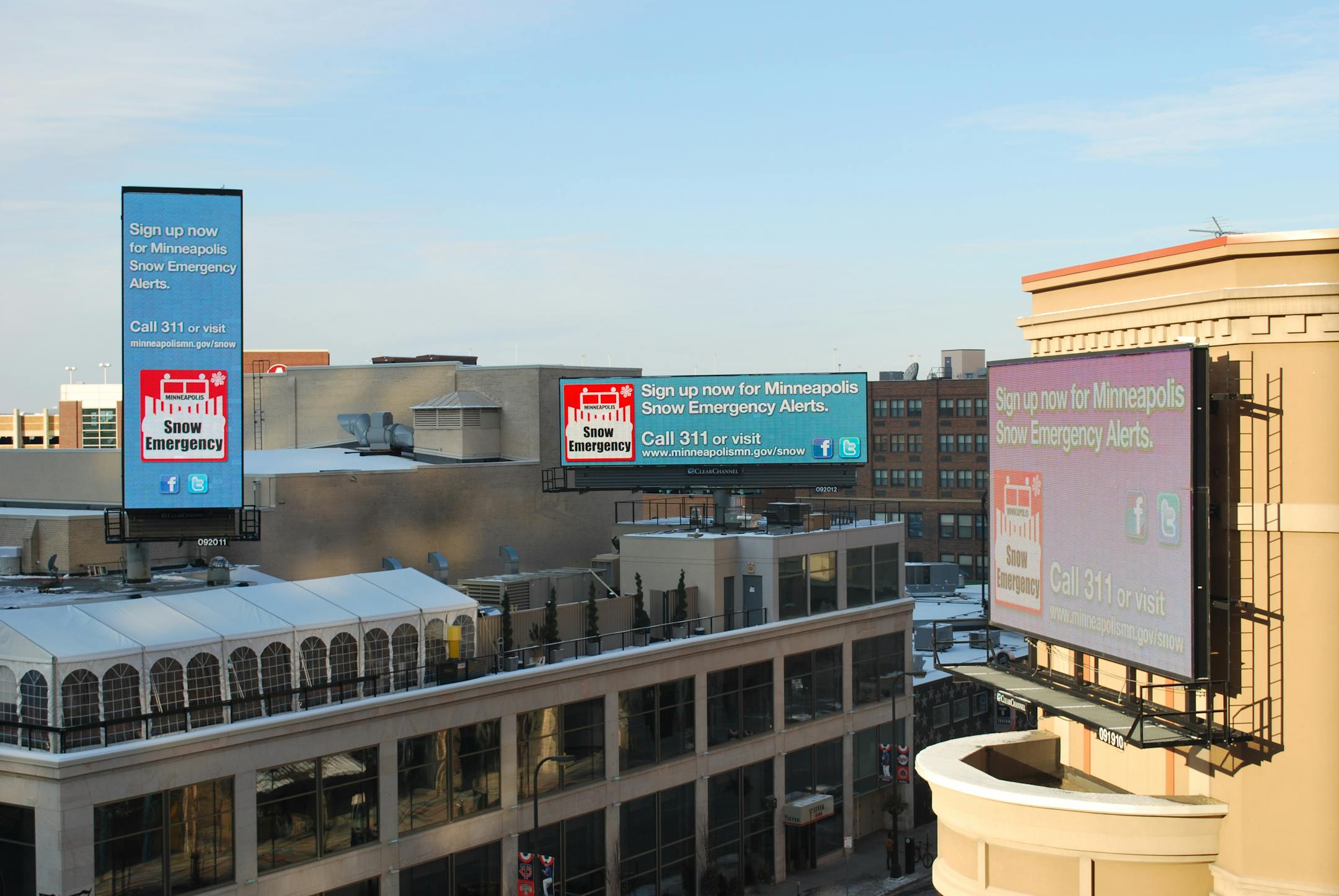 Minneapolis will put snow emergency warnings on digital billboards around the city.