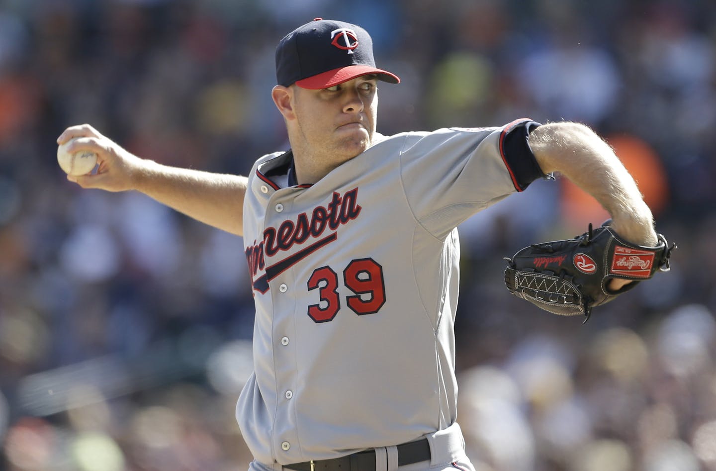 Minnesota Twins starting pitcher P.J. Walters throws during the fourth inning of a baseball game against the Detroit Tigers in Detroit, Saturday, May 25, 2013.(AP Photo/Carlos Osorio)