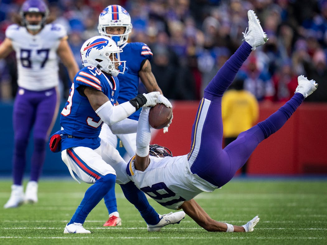 This acrobatic catch on fourth-and-18 against the Bills on Nov. 13 sparked the Vikings' comeback win and helped vault Justin Jefferson into superstardom.