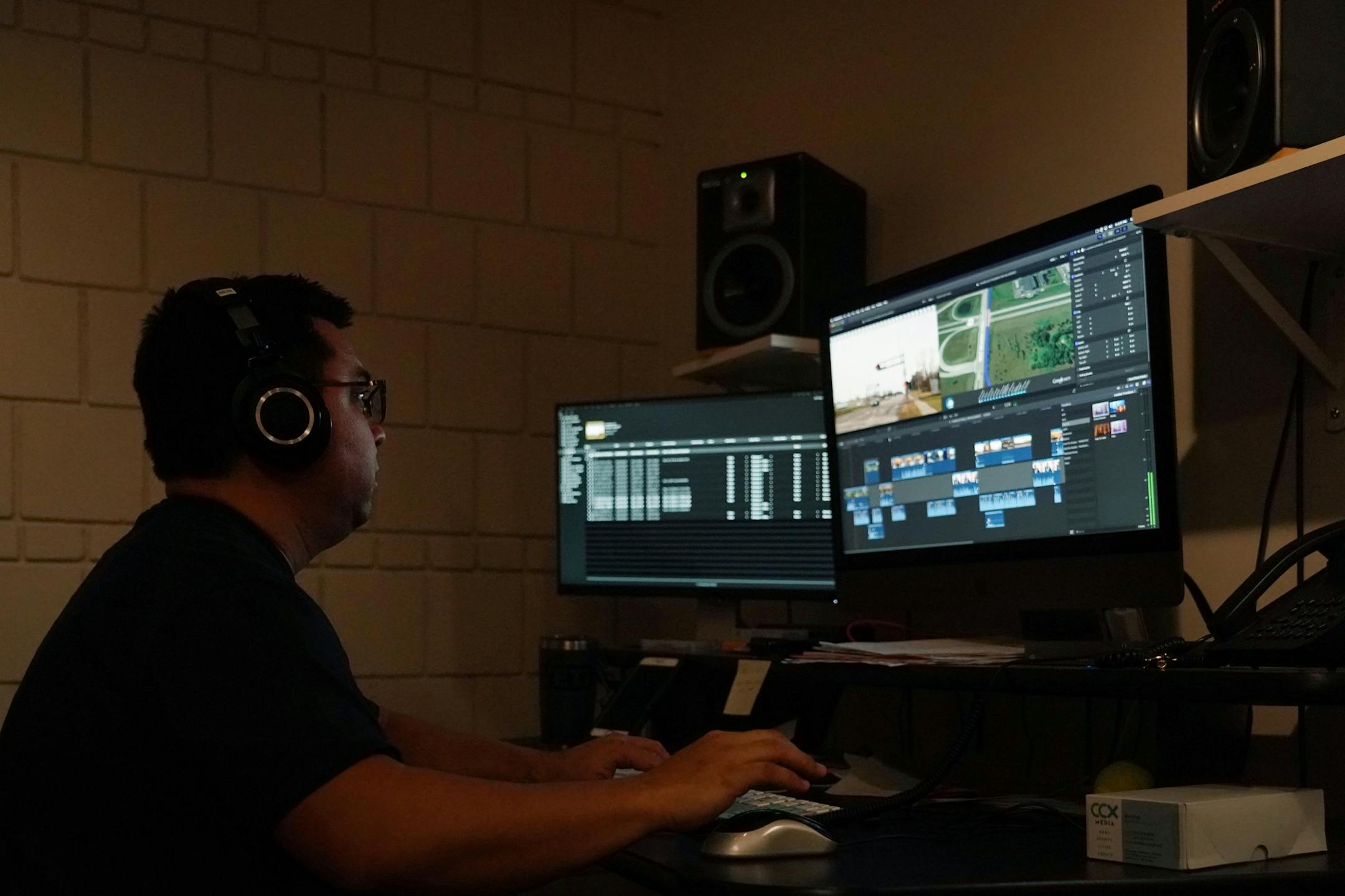 CCX Media photojournalist Ben Kroll edited a story in an edit bay on Friday, Feb. 14, 2020.