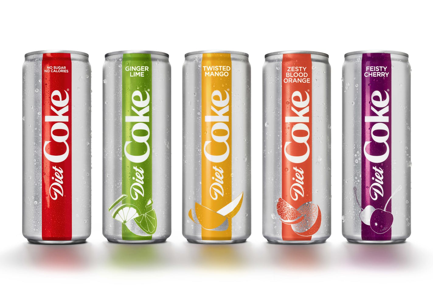 This photo provided by The Coca-Cola Co. shows examples of Diet Coke's rebranding effort.