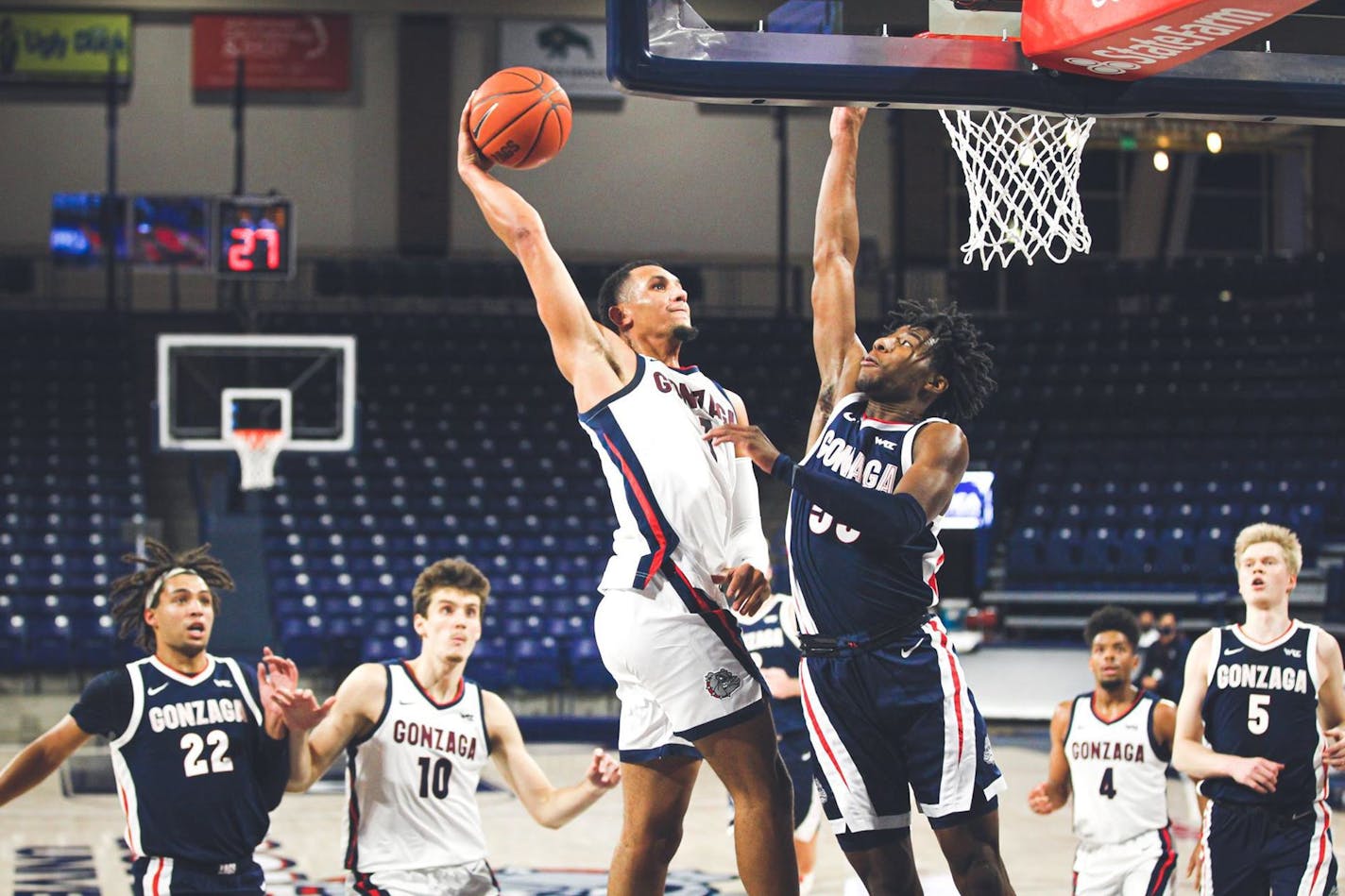 Minnesota native Jalen Suggs, above dunking on a Gonzaga teammate, is ready for Kansas: "I don't think it can get much bigger than that."