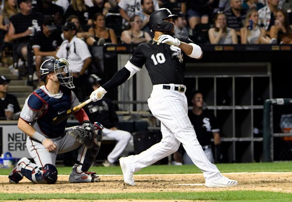 Yoan Moncada hit a double against the Twins during the seventh inning