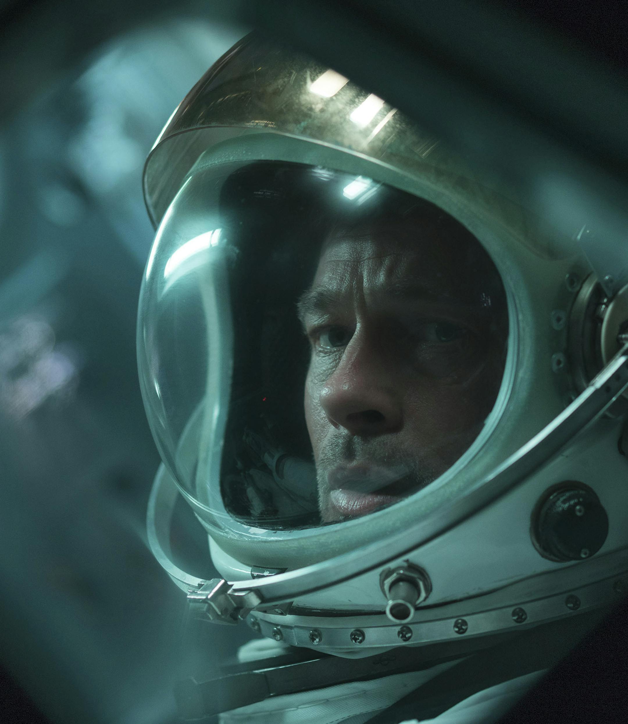This image released by 20th Century Fox shows Brad Pitt in a scene from "Ad Astra," in theaters on Sept. 20. (Francois Duhamel/20th Century Fox via AP)