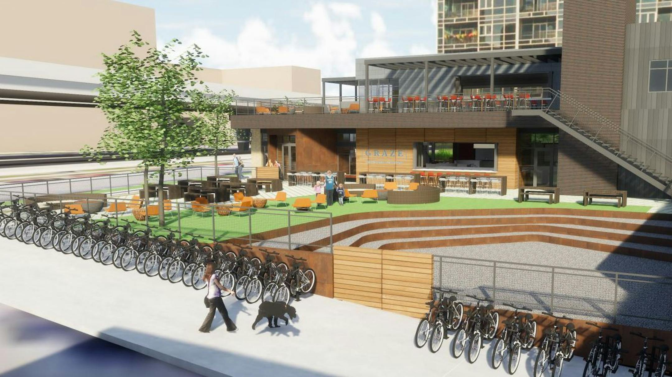 Rendering of Graze, a new food hall proposed for the North Loop. (Derived Development Group)