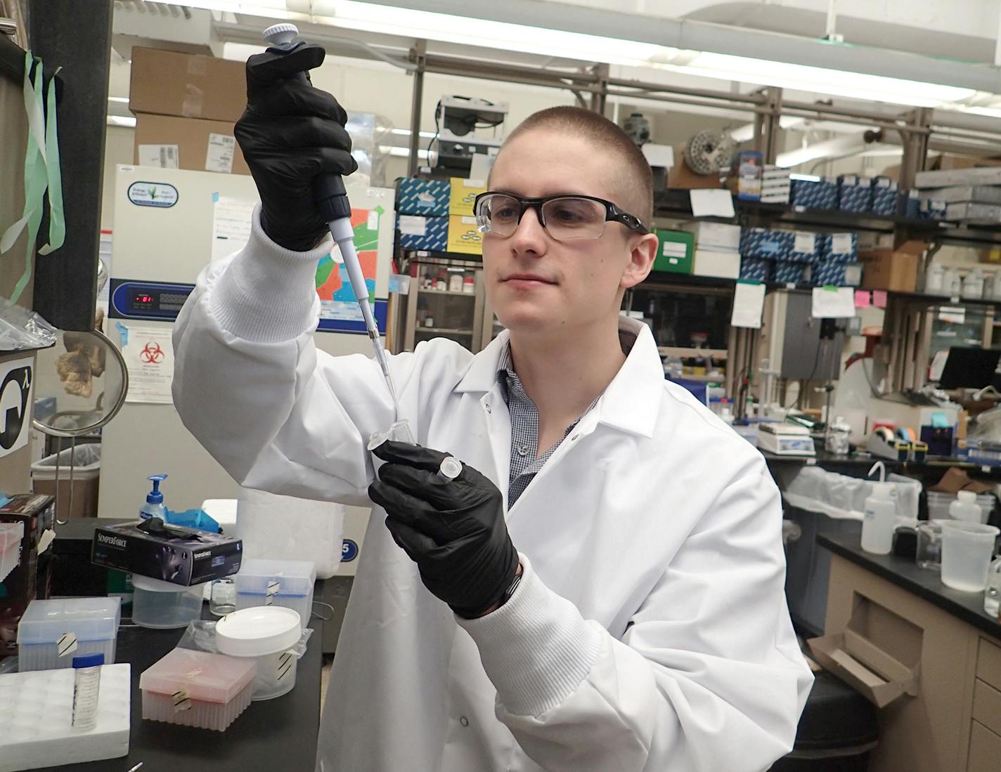 University of Minnesota researcher Sam Erickson says he is making steady progress toward his goal of bio-engineering a form of birth control in fish that could be used to thwart invasive carp. The 25-year-old geneticist recently presented his work at a national fisheries conference in Springfiled, Ill.