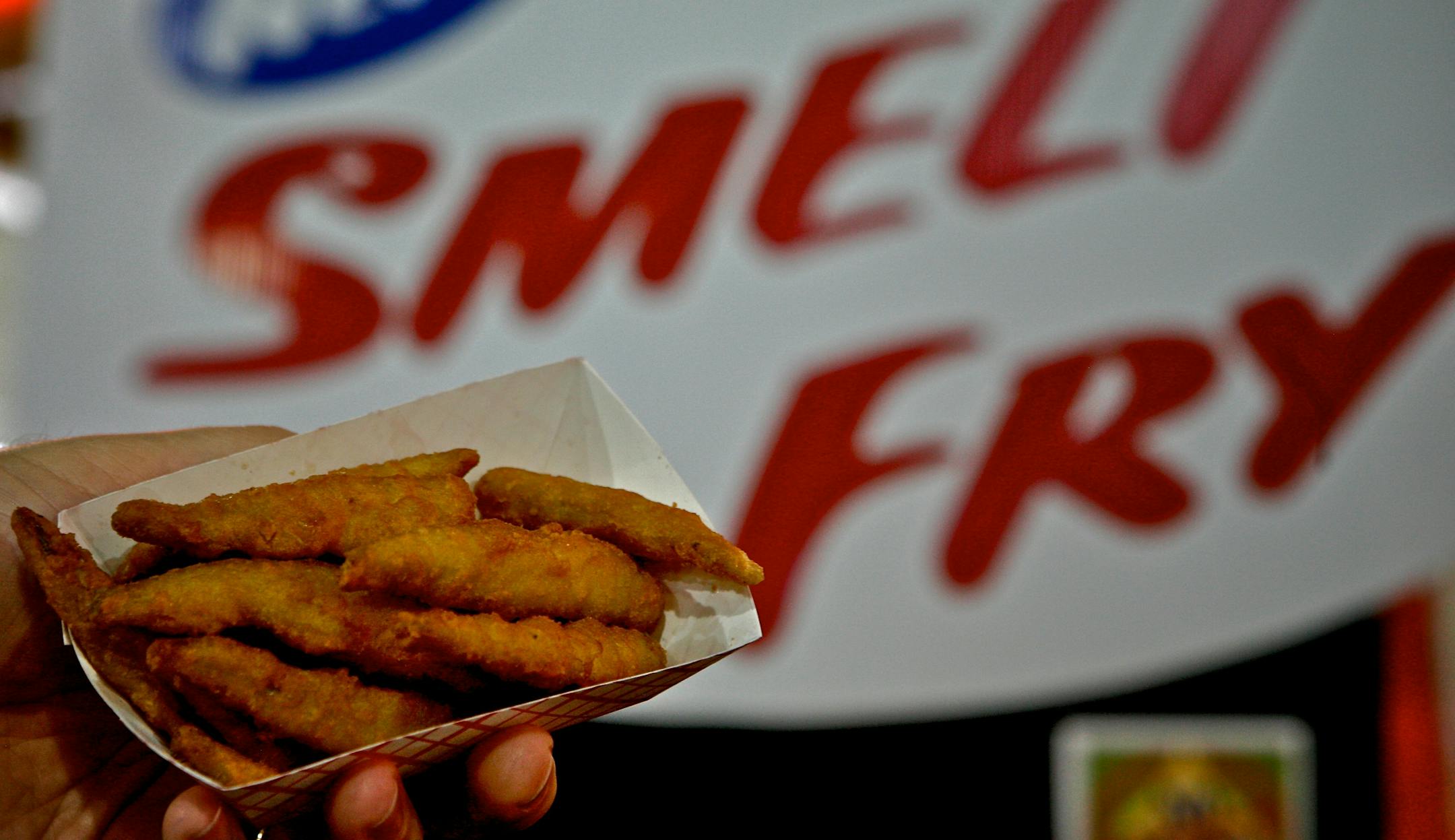 Fried smelt, a deep-fried delicacy of the highest order, at Walleye on a Stick.